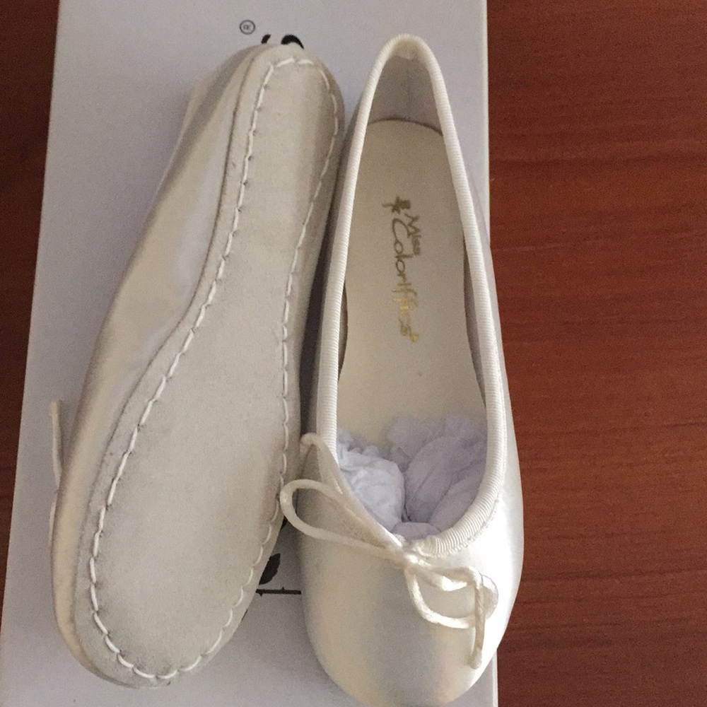 Satin Ballet Slipper Shoes WHITE or IVORY: 5 toddler, child 8, 9.5, 12.5,13.5, - Picture 3 of 4